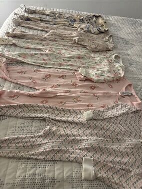 Baby girl bundle set of 5 Pink and Baby Pajama Onesies zip footies Mixed Prints